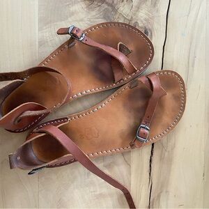 Crupon Brown Leather Sandals with Buckle